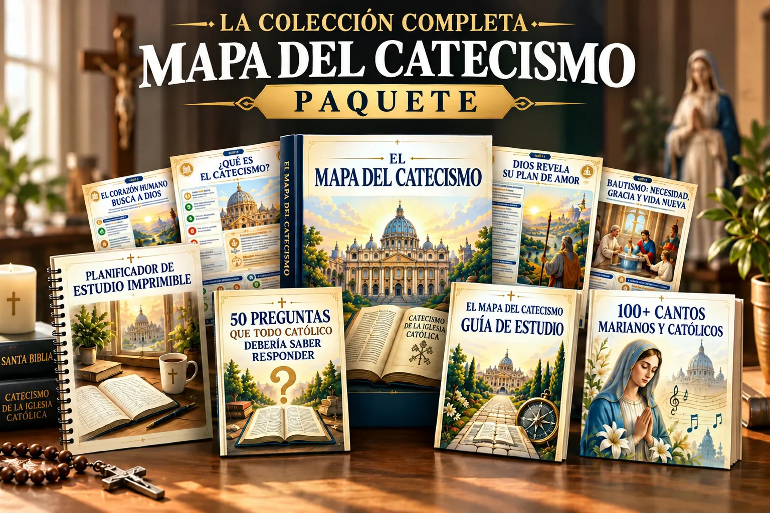 El Paquete Completo del Mapa del Catecismo: el libro, el planificador, la hoja de ruta y los bonos