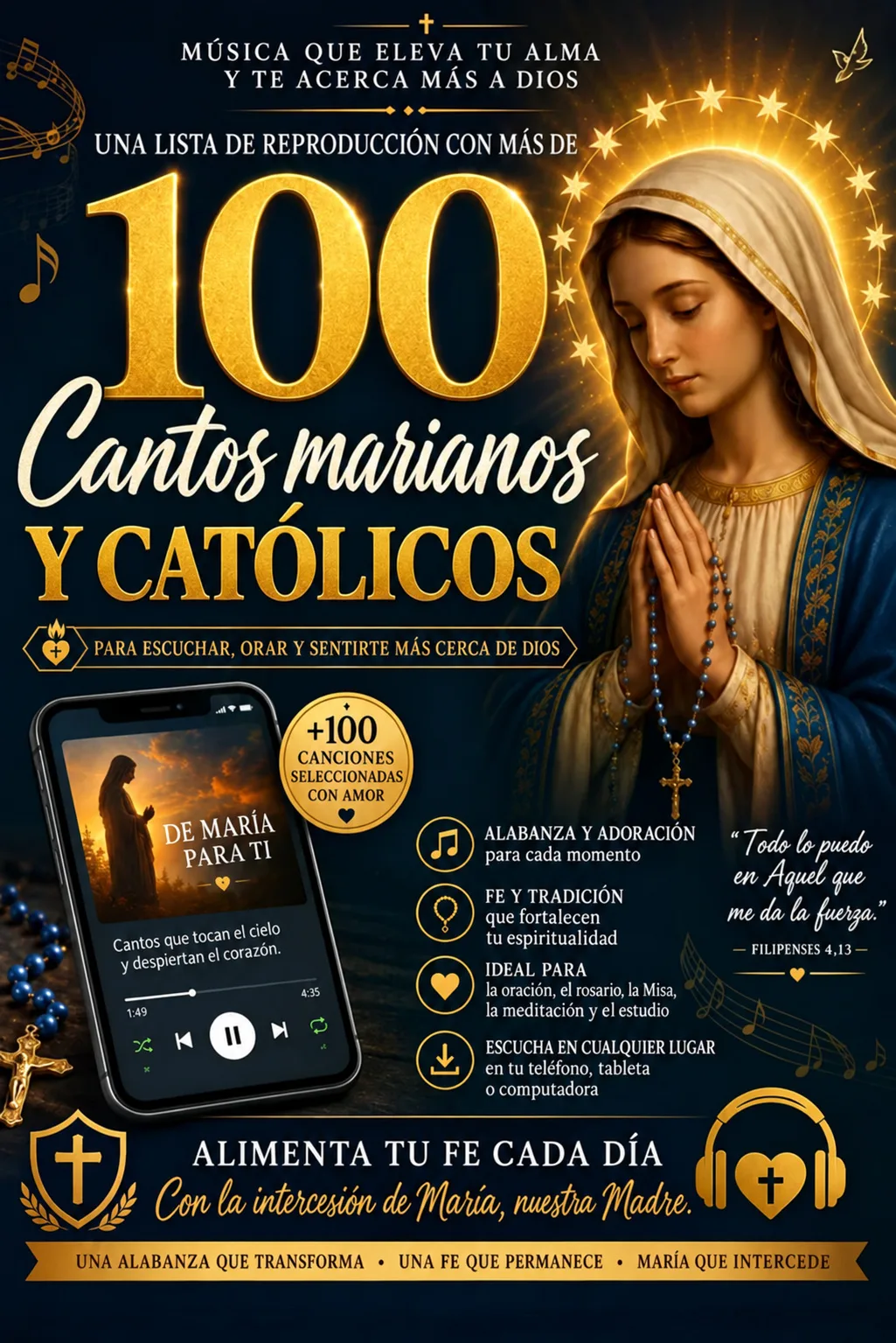 Lista de más de 100 canciones marianas y de adoración católica
